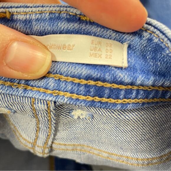Zara Blue Distressed Raw Hem High Rise Skinny Jeans Womens 00 Zip Fly Classic - Picture 9 of 11